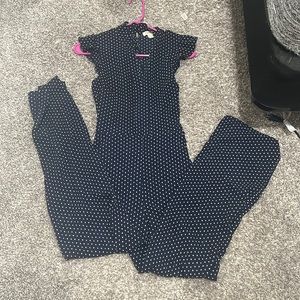 jumpsuit blue with white polkadots xs from monteau